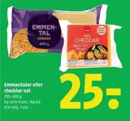 Coop 365 Emmentaler eller cheddar ost tilbud