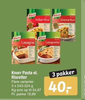 Fakta Tyskland Knorr Pasta el. Risretter tilbud