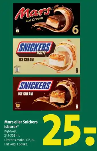 Coop 365 Mars eller Snickers isbarer tilbud