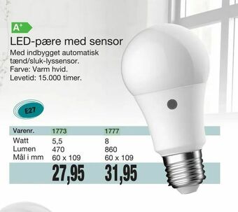 Harald Nyborg LED-pære med sensor tilbud