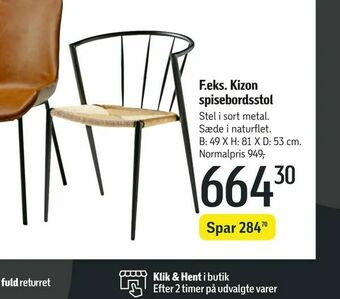 Føtex Kizon spisebordsstol tilbud