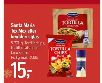 Føtex Santa Maria Tex Mex eller krydderi i glas tilbud