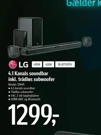 Føtex 4,1 Kanals soundbar inkl. trådløs subwoofer tilbud