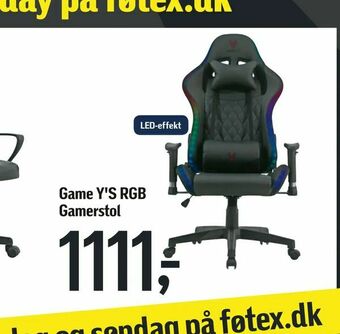 Føtex Game Y'S RGB Gamerstol tilbud