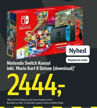 Føtex Nintendo Switch Konsol inkl. Mario Kart 8 Deluxe (download) tilbud
