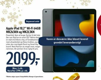 Føtex Apple iPad 10,2" Wi-Fi 64GB MK2k3KN og MK2L3KN tilbud