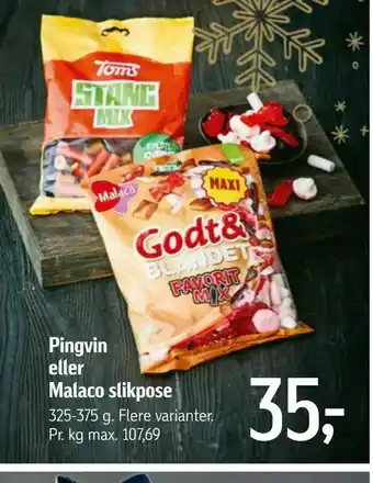 Føtex Pingvin eller Malaco slikpose tilbud