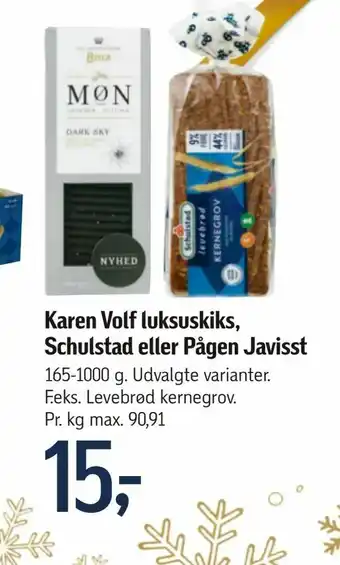 Føtex Karen Volf luksuskiks, Schulstad eller Pågen Javisst tilbud