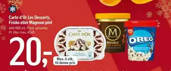 Føtex Carte d'Or Les Desserts, Frisko eller Magnum pint tilbud