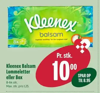 Min Købmand Kleenex Balsam Lommeletter eller Box tilbud