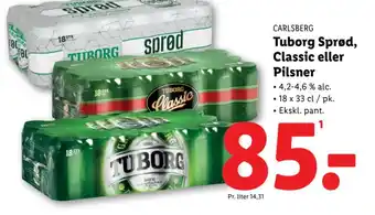 Lidl CARLSBERG Tuborg Sprød, Classic eller Pilsner tilbud