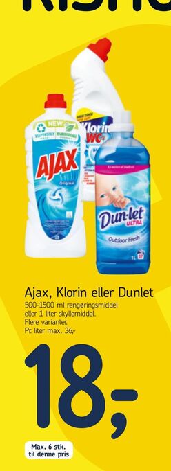 Føtex Ajax, Klorin eller Dunlet tilbud