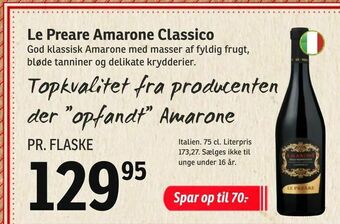 SPAR Le Preare Amarone Classico tilbud
