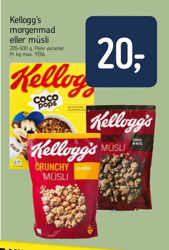 Føtex Kellogg's morgenmad eller müsli tilbud