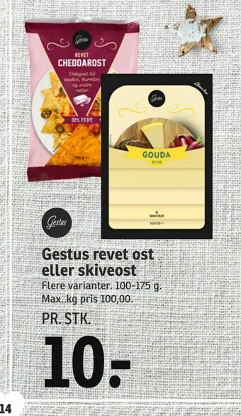 SPAR Gestus revet ost eller skiveost tilbud