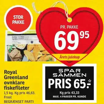 SPAR Royal Greenland ovnklare fiskefileter tilbud