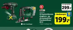 Lidl 3i1 batteridreven slagbore- og skruemaskine/ Pendulstiksav 20V tilbud