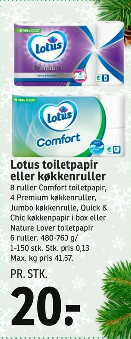 SPAR Lotus toiletpapir eller køkkenruller tilbud