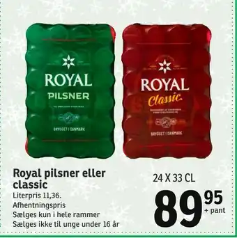 SPAR Royal pilsner eller classic tilbud