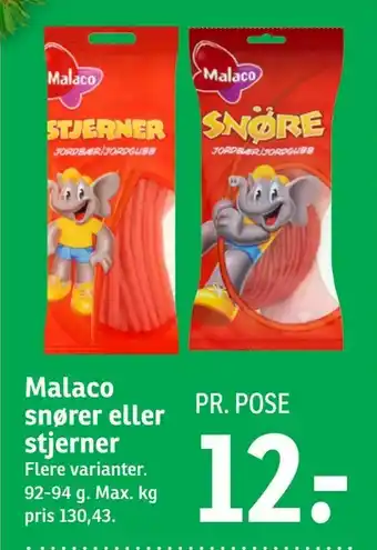 SPAR Malaco snører eller stjerner tilbud