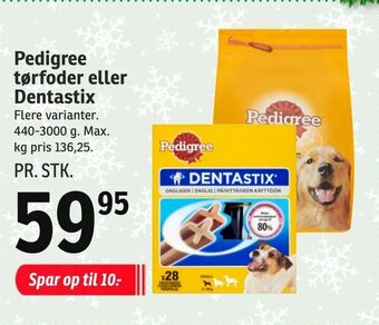 SPAR Pedigree tørfoder eller Dentastix tilbud
