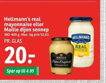 SPAR Hellmann's real mayonnaise eller Maille dijon sennep tilbud