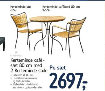 Føtex Kerteminde café sæt 80 cm med 2 Kerteminde stole tilbud