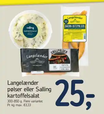 Føtex Langelænder pølser eller Salling kartoffelsalat tilbud