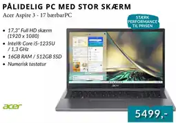 Tjdata Acer Aspire 3 - 17 bærbarPC tilbud