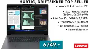 Tjdata Lenovo V17 G4 Bærbar PC tilbud