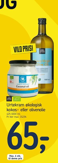 Føtex Urtekram økologisk kokos- eller olivenolie tilbud