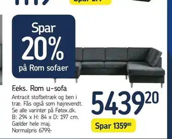 Føtex Rom u-sofa tilbud