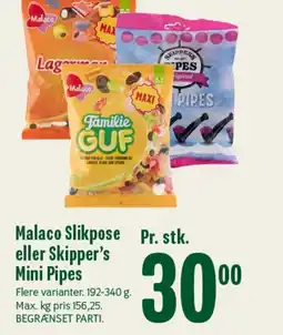 Min Købmand Malaco Slikpose eller Skipper's Mini Pipes tilbud