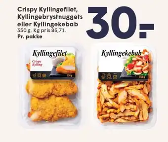 SPAR Crispy Kyllingefilet, Kyllingebrystnuggets eller Kyllingekebab tilbud