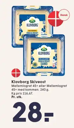 SPAR ARLA Klovborg Skiveost tilbud