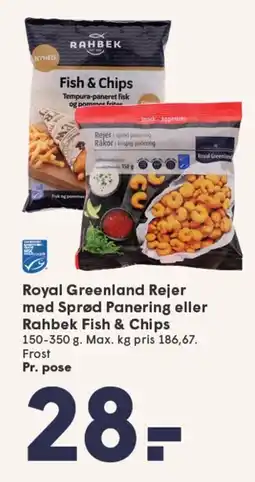 SPAR Royal Greenland Rejer med Sprød Panering eller Rahbek Fish & Chips tilbud