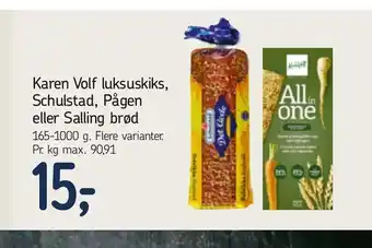 Føtex Karen Volf luksuskiks, Schulstad, Pågen eller Salling brød tilbud