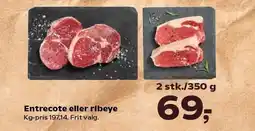 SuperBrugsen Entrecote eller ribeye - 2 stk tilbud