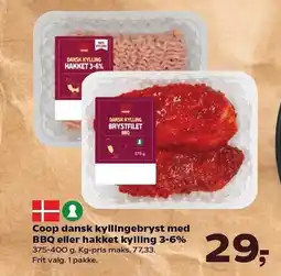 SuperBrugsen Coop dansk kyllingebryst med BBQ eller hakket kylling 3-6% tilbud