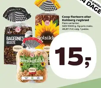 SuperBrugsen Coop flerkorn eller Kohberg rugbrød tilbud