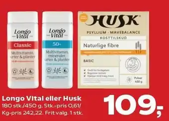 SuperBrugsen Longo Vital eller Husk tilbud