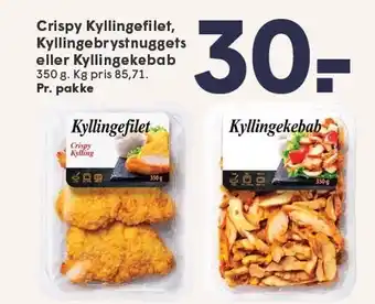 SPAR Crispy Kyllingefilet, Kylingebrystnuggets eller Kyllingekebab tilbud