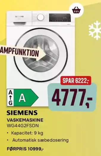 Skousen SIEMENS Vaskemaskine WG44G2FSDN tilbud