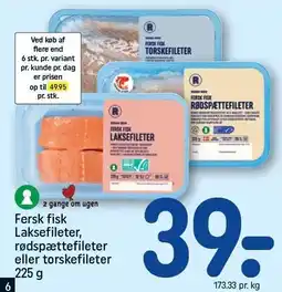 REMA 1000 Fersk fisk Laksefileter, rødspættefileter eller torskefileter tilbud