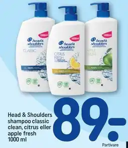 REMA 1000 Head & Shoulders shampoo classic clean, citrus eller apple fresh tilbud