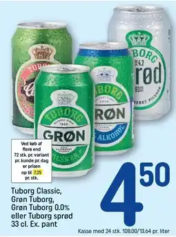 REMA 1000 Tuborg Classic, Grøn Tuborg, Grøn Tuborg 0.0% eller Tuborg Sprød tilbud