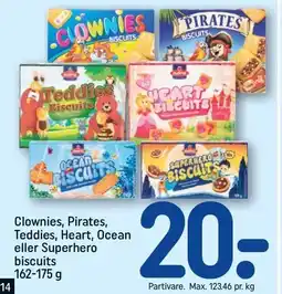 REMA 1000 Clownies, Pirates, Teddies, Heart, Ocean eller Superhero biscuit tilbud