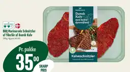 Min Købmand DANISH CROWN BBQ Marinerede Schnitzler af Yderlår af Dansk Kalv tilbud