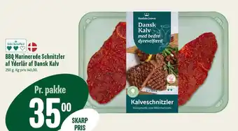 Min Købmand DANISH CROWN BBQ Marinerede Schnitzler af Yderlår af Dansk Kalv tilbud