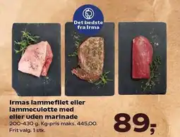 Kvickly Irmas lammefilet eller lammeculotte med eller uden marinade tilbud